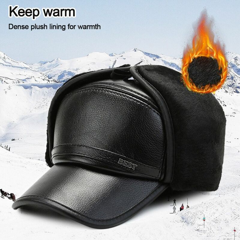 男性用厚手のコットンイヤー保護帽子、暖かいキャップ、古い、冬、新しい