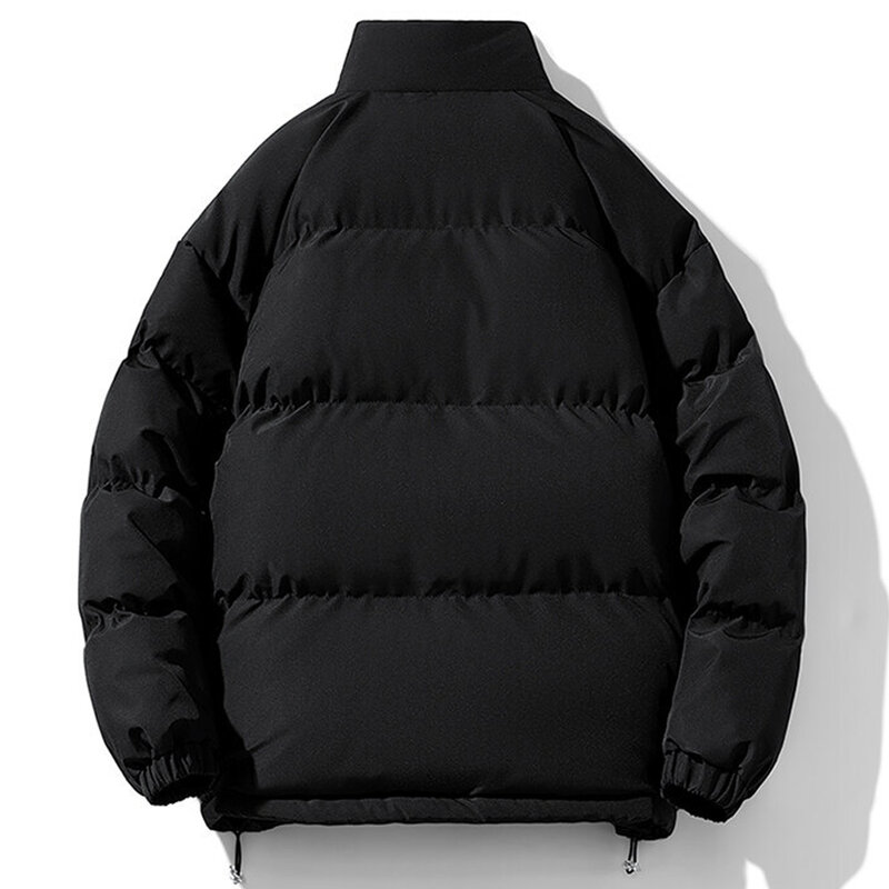 メンズパッド入りフリースパーカ、カジュアル厚手のジャケット、スタンドカラーコート、単色、黒、青、冬のファッション