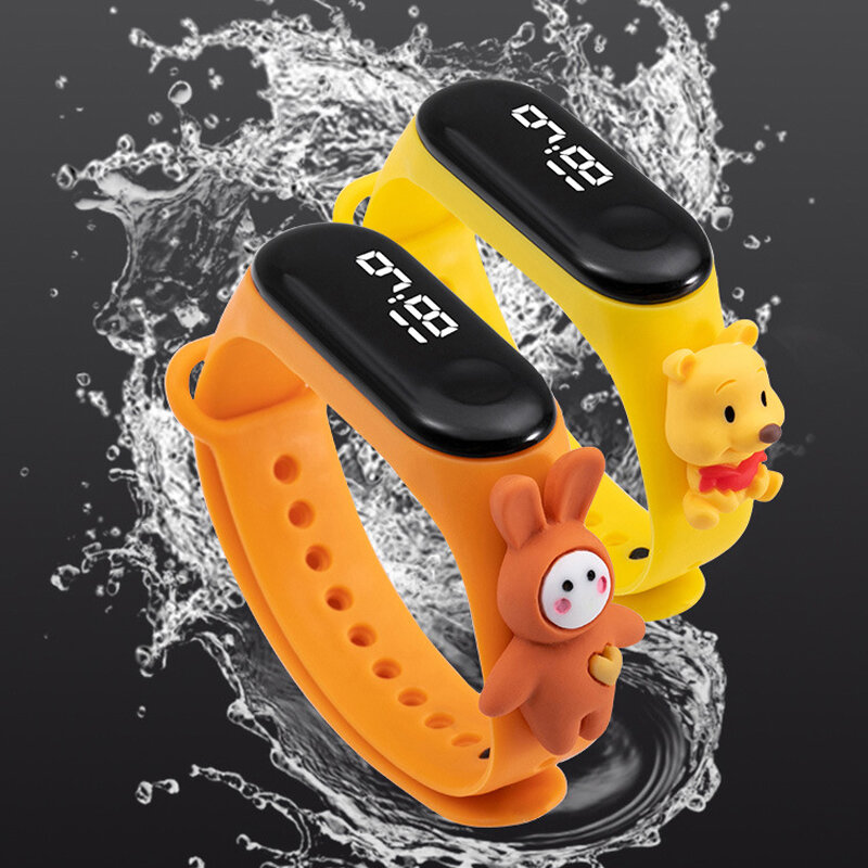 Jam tangan pintar anak laki-laki perempuan, gelang elektronik Digital sentuh putih tahan air untuk olahraga luar ruangan