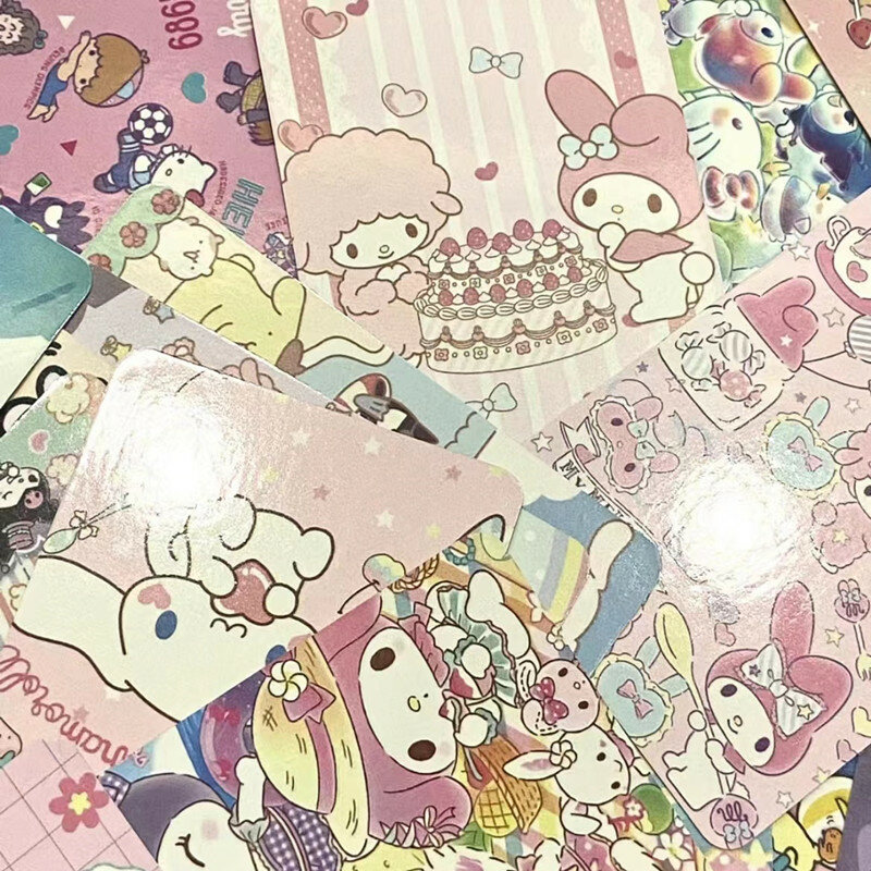 산리오 카드 컬렉션, 귀여운 헬로키티 쿠로미 멜로디 시나모롤 포차코 카드, 어린이 소녀 생일 선물 장난감, 박스당 50 개