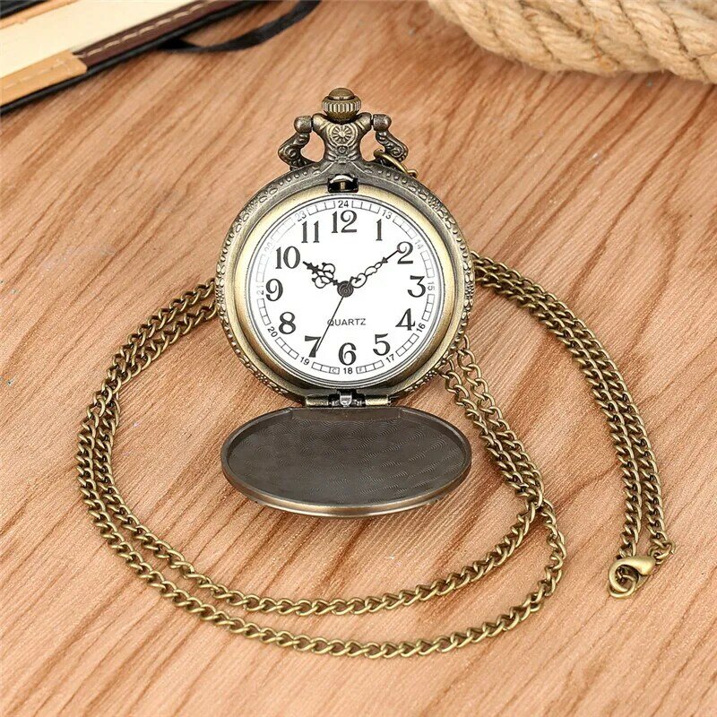 Vintage strażak Design męski analogowy kwarcowy zegarek kieszonkowy pełny naszyjnik z łańcuchem zegar cyfra arabska prezent Reloj