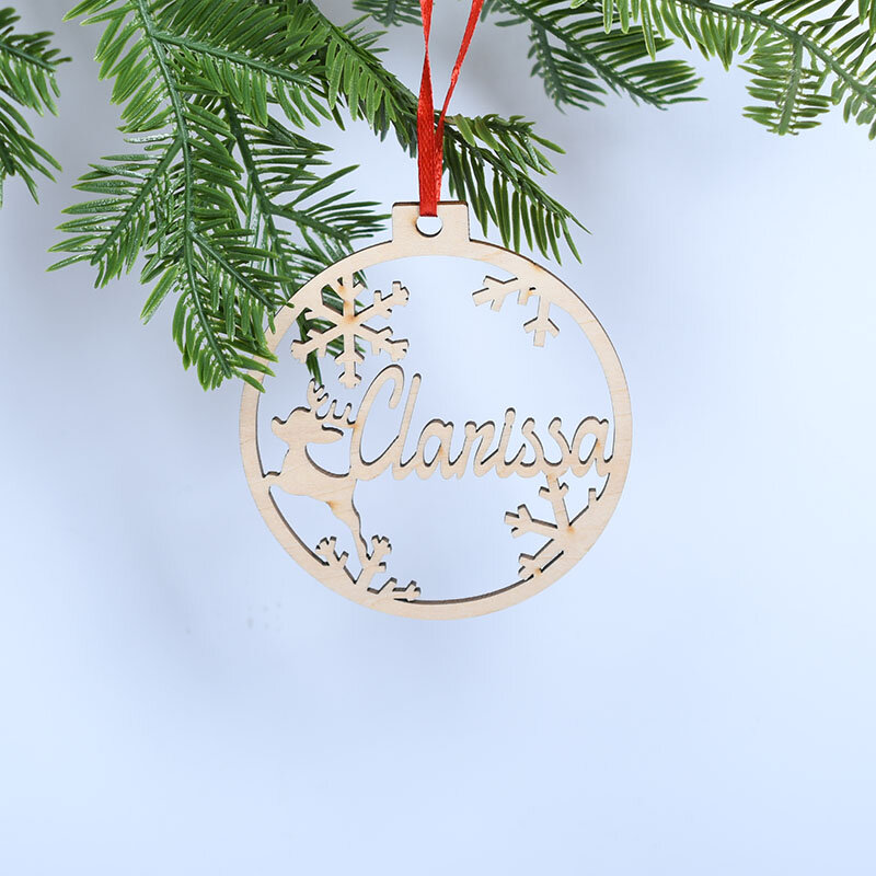 パーソナライズされた木製のクリスマスの雪片の化粧品,パーソナライズされた装飾,レーザーカットの名前,クリスマスギフトタグ,木製のボールの飾り
