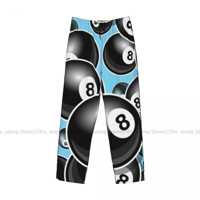 Men's Casual Pajama Sleeping Pants Billiards Pool Snooker 8 Ball Symbol Print Lounge Loose Trousers Comfortable Nightwear