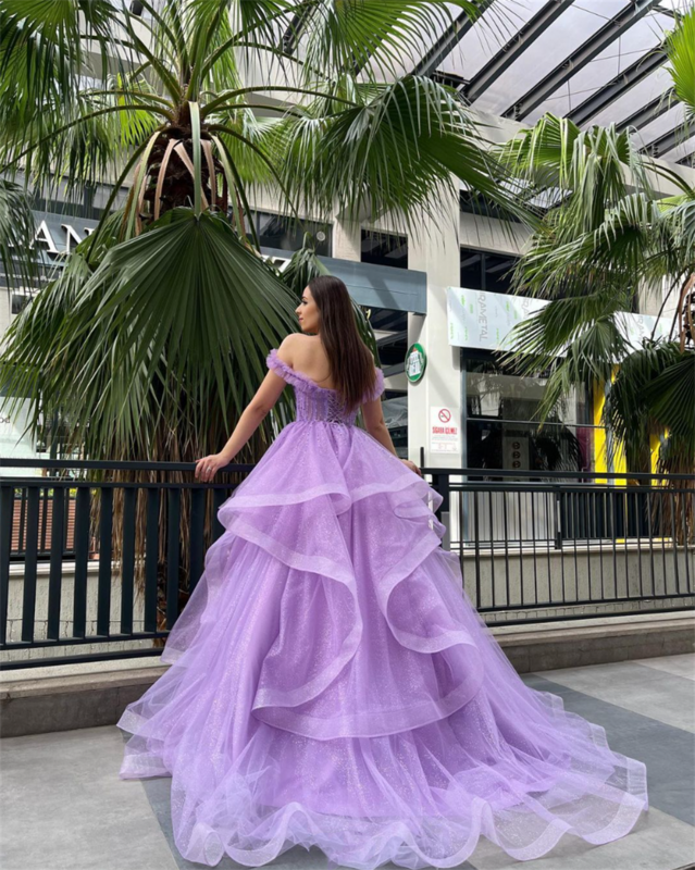 Jessica Purple Glitter Prom Dresses Luxury Bridal Wedding Dress Evening Dresses Special Occasion Party Dresses Vestidos De Noche