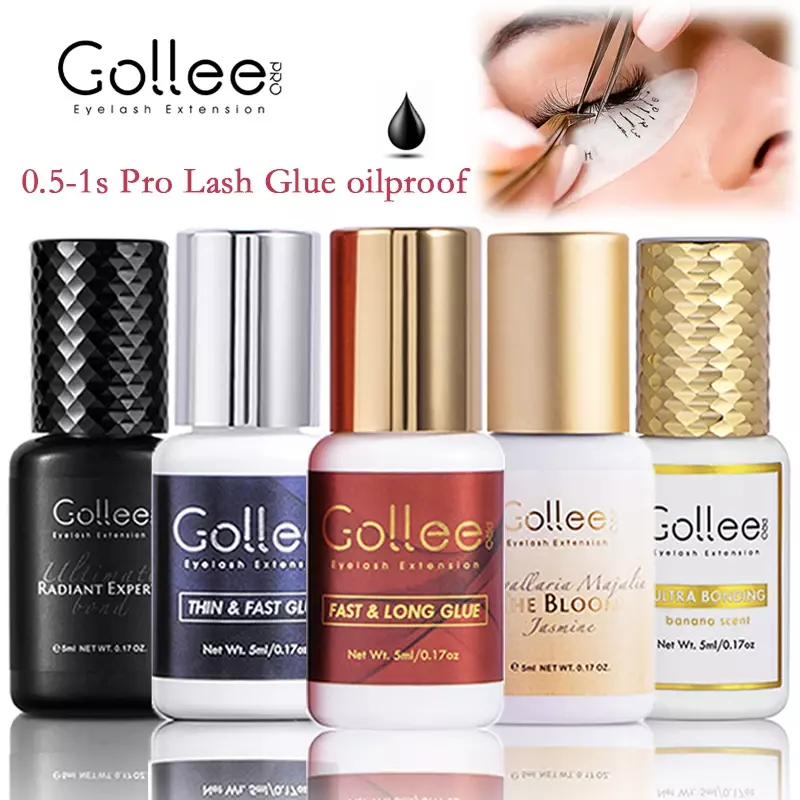 Gollee-Adhesivos para extensiones de pestañas postizas, pegamento rápido sin olor, sin irritación, suministros de extensión de pestañas, herramientas de maquillaje, 0,5-1S