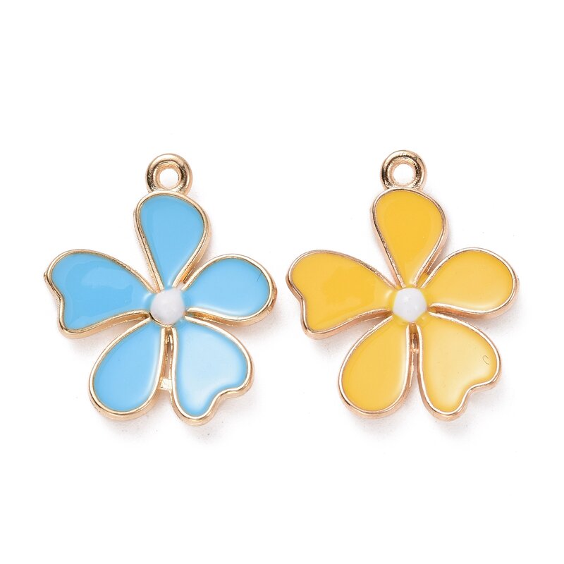 100pcs Alloy Enamel Pendants Cute Colorful Flower Dangel Earring Charms Mixed Color for Jewelry Making DIY Bracelet Necklace