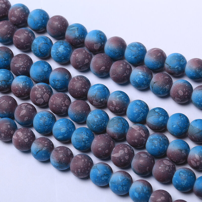 240 buah 10mm manik-manik kaca meniru keramik untuk DIY Gelang Bangle membuat 20 jenis warna bisa dipilih