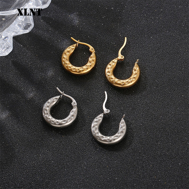 XLNT-Boucles d'oreilles créoles en forme de U lisse pour femme, grand cercle argenté et doré, bijoux de fiançailles et de mariage