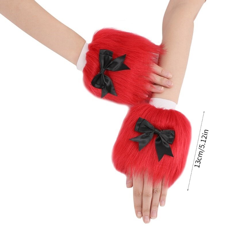 Sarung Tangan Perempuan Sarung Tangan Penghangat Pergelangan Tangan Untuk Halloween Sarung Tangan Tanpa Jari Pita Pita Lengan