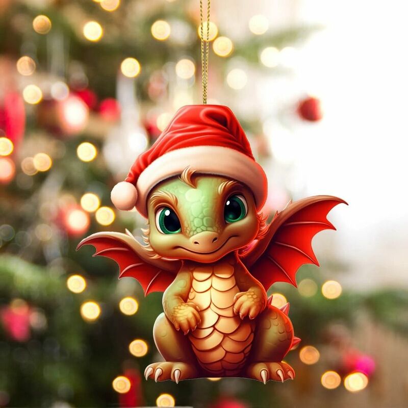Colgante de dragón de Navidad, regalo de Año Nuevo, acrílico, huevo de bebé, decoraciones para el hogar, lindo árbol de Navidad de dibujos animados, colgante