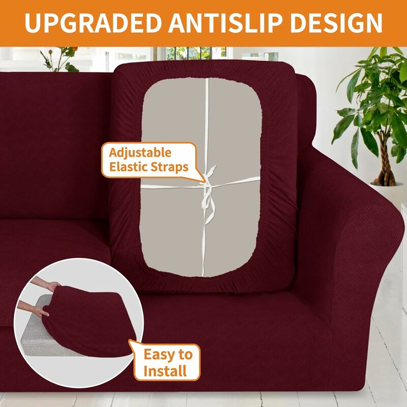 Stretch Cushion Covers Long Loveseat Seat Cushion Slipcovers Soft Couch Cover Replacement Diamond Pattern Furniture Protector