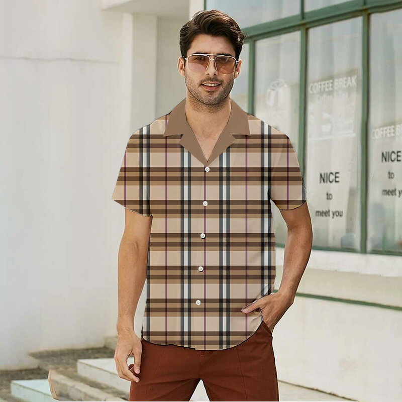 Camisa de moda de verano para hombre, Camisa estampada con botones, blusa informal grande