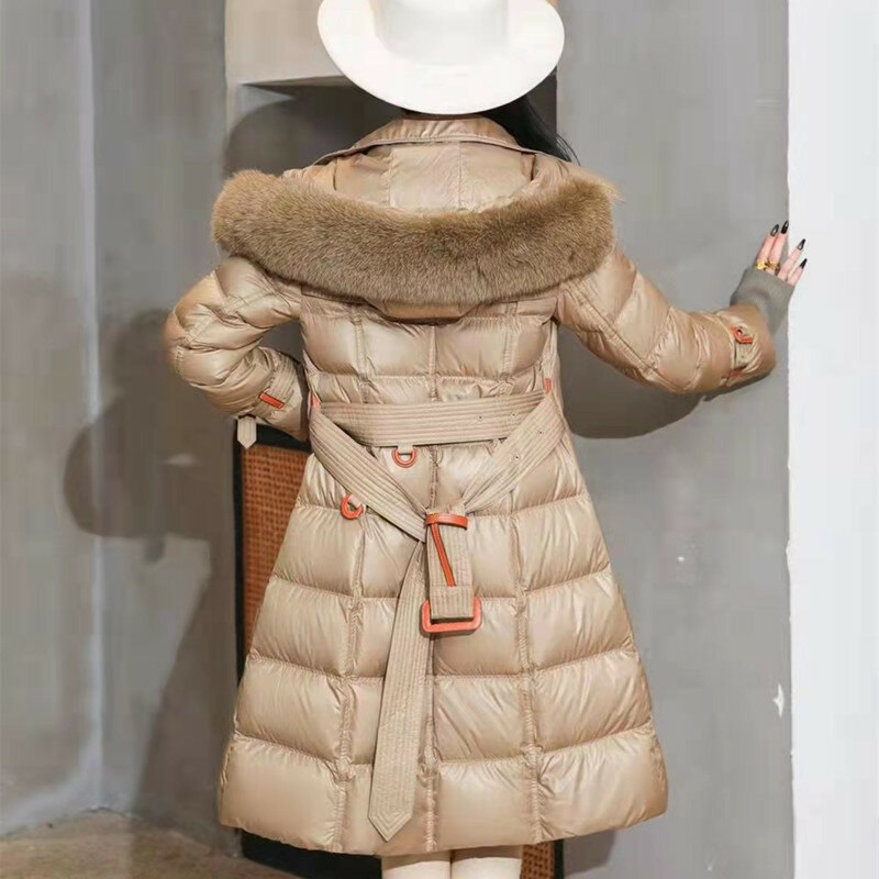Ggd 28-57 2022 inverno das mulheres X-LONG nova moda luxo pato branco para baixo casacos