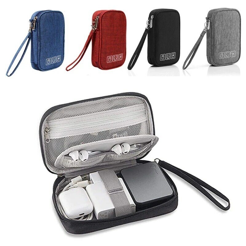Custodia per cavo dati, Manager per cuffie portatile, valigia per Gadget digitale, borsa di protezione per disco rigido USB digitale a doppio strato