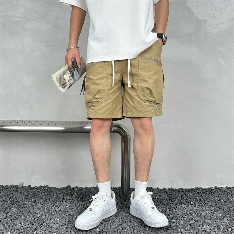 Summer New Men's Quick-drying Pocket Zipper Cargo Shorts