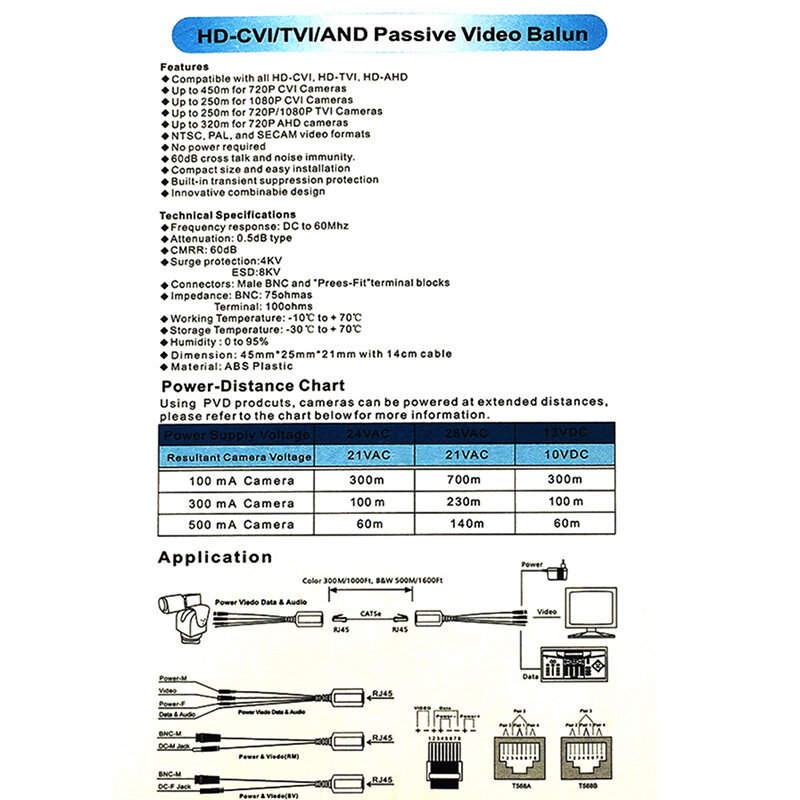 Passives Video-Netzteil Zwei-in-Eins-Koaxial-/Analog-HD-Twisted-Pair-Sender rj45-Netzwerkkabel zur BNC-Videokamera