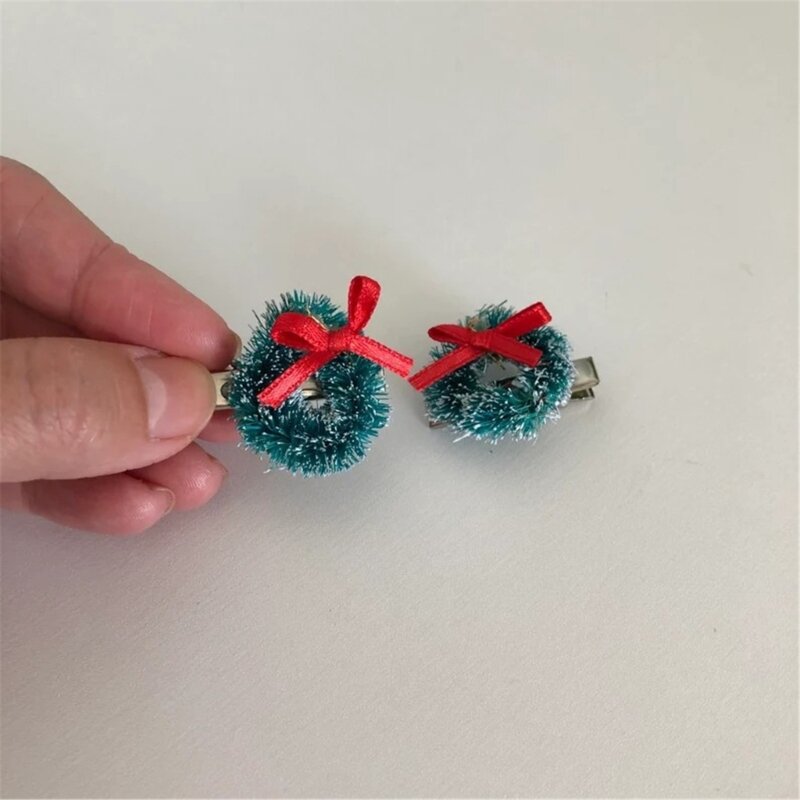 Y166 Christmas Decorations Party Hair Clips Christmas Bowknot Wreath Hairpin Duckbill Clip Side Pin Festival Party Supplies