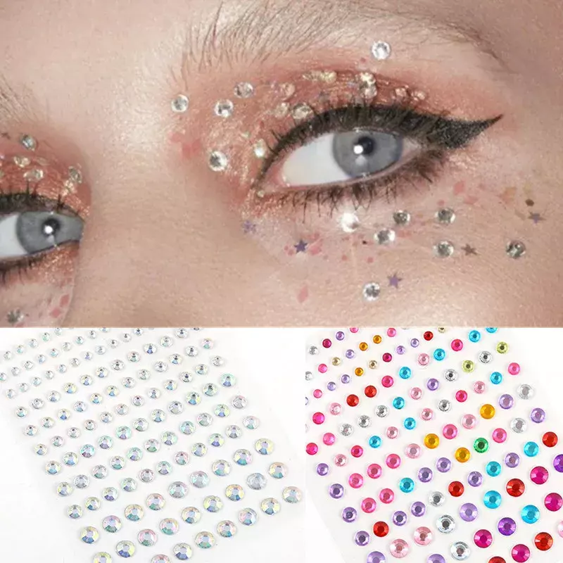 1 Buah Berlian Glitter Makeup Eyeliner Wajah Berlian Imitasi Stiker Perhiasan Mata Panggung Pesta Makeup Kristal Tato Stiker