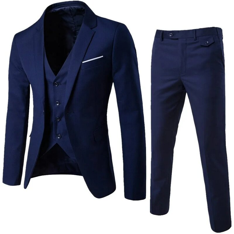 Мужской Комплект из трех предметов, элегантный деловой пиджак и брюки