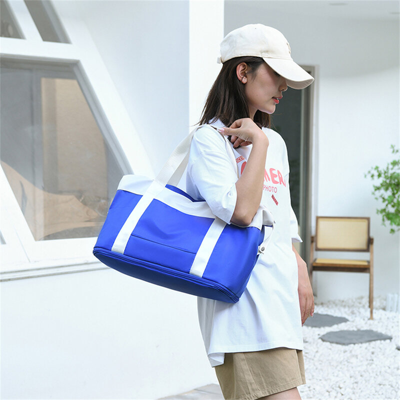 กระเป๋าถือผู้หญิง, ทำจากไนลอนกระเป๋ามีที่จับบนกระเป๋าไนล่อนสะพายไหล่ลำลองกระเป๋าถือความจุขนาดใหญ่กระเป๋า tas Jinjing Travel กันน้ำแฟชั่น