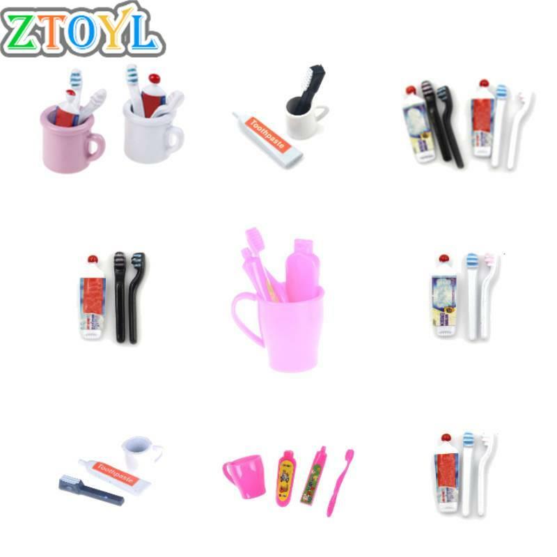 Conjunto 1 mini escova de dentes para casa de bonecas, escova de dentes miniatura para cozinha e brinquedos para presente