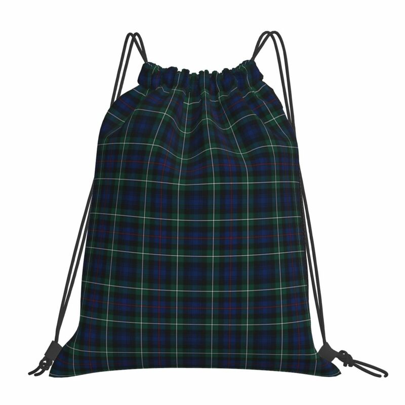 Clan Mackenzie Tartan Backpacks Casual Portable Drawstring Bags Drawstring Bundle Pocket Sports Bag Book Bags For Travel Student