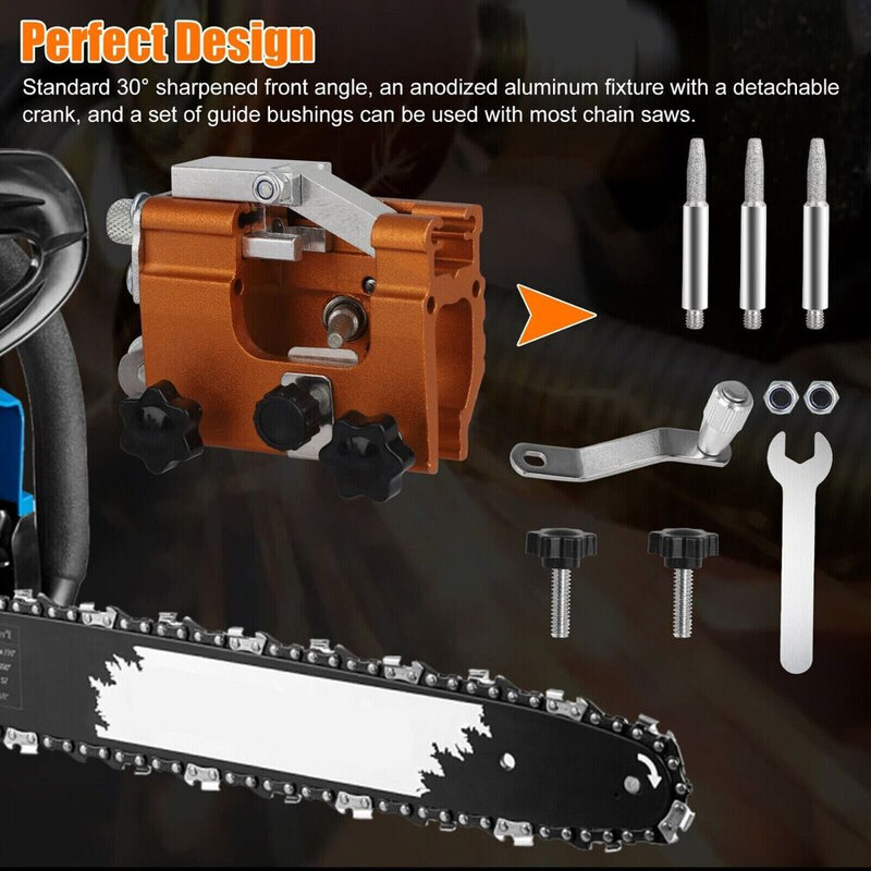Portátil e fácil elétrica motosserra ferramenta de afiação de corrente, Jig Sharpener para 4-22 "Chainsaw Saw Ferramentas Wrench, 3 Bit Grinding