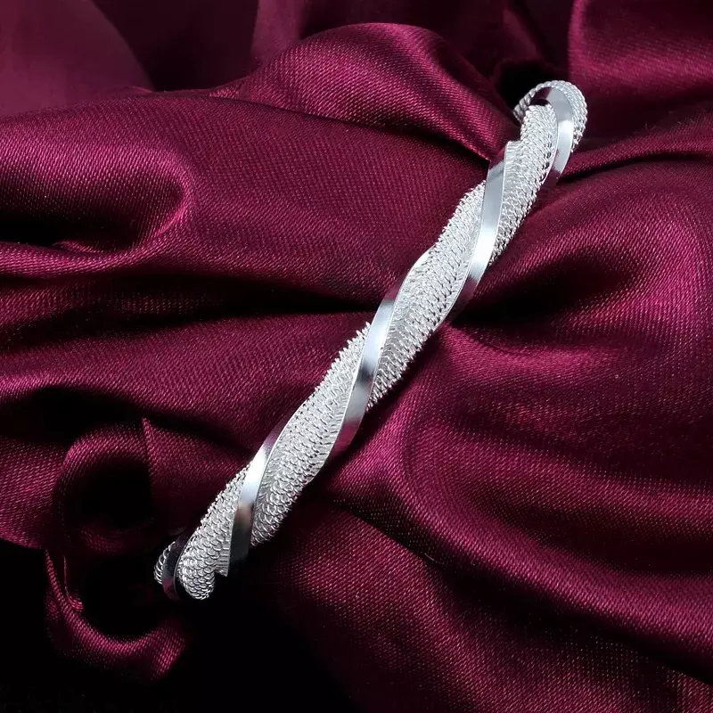 Плетеный Серебряный браслет Mencheese, ювелирные изделия из стерлингового серебра 925 пробы, модная сетчатая искусственная кожа для женщин и мужчин