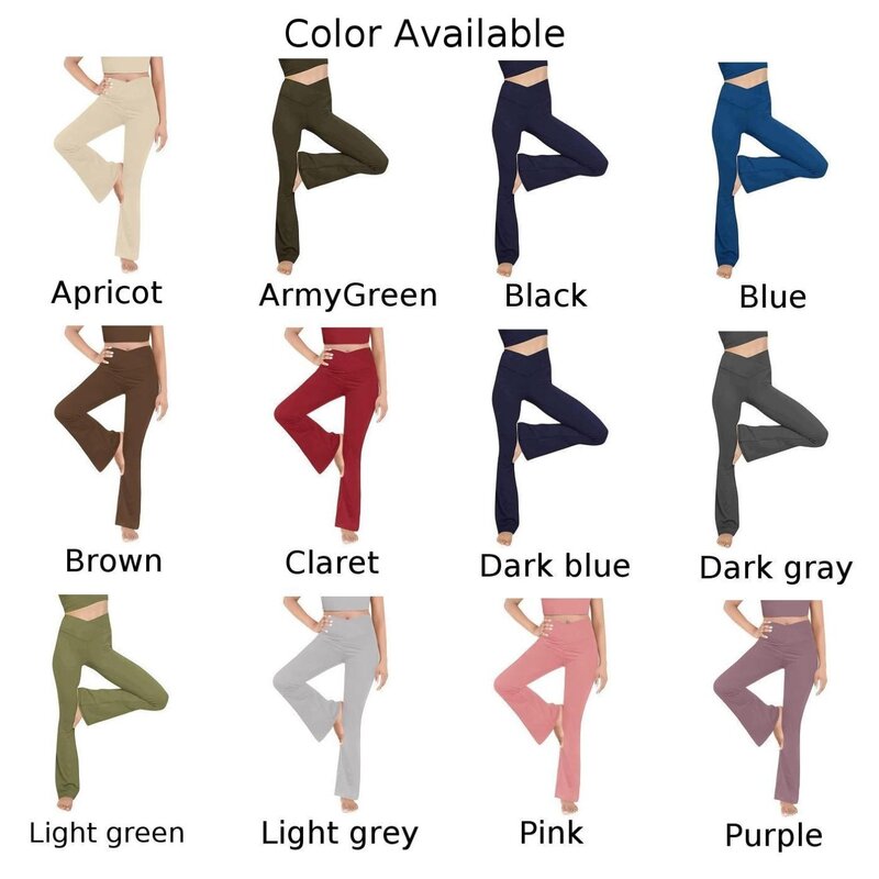 Bootcut Yoga Pants with Cross Slit Design  High Waist  Flared Leggings with Pockets  Ideal for Sports and Leisure S XXL