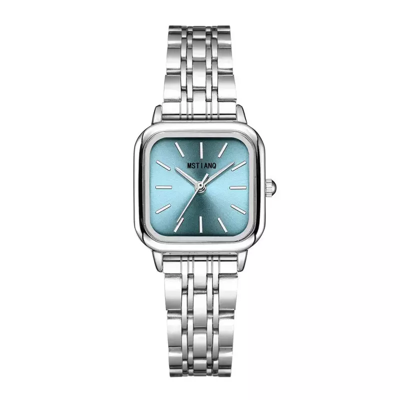 Ins stylowe damska ze zegarek ze stali nierdzewnej prosty zegarek kwarcowy dla studenta na co dzień uniwersalny luksusowy mały kwadratowy zegarek na rękę