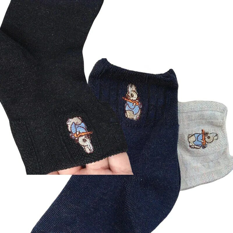 Chaussettes Courtes en Coton avec Lapin de Dessin Animé pour Fille, 3/5/5/8 Ans, 1 Paire
