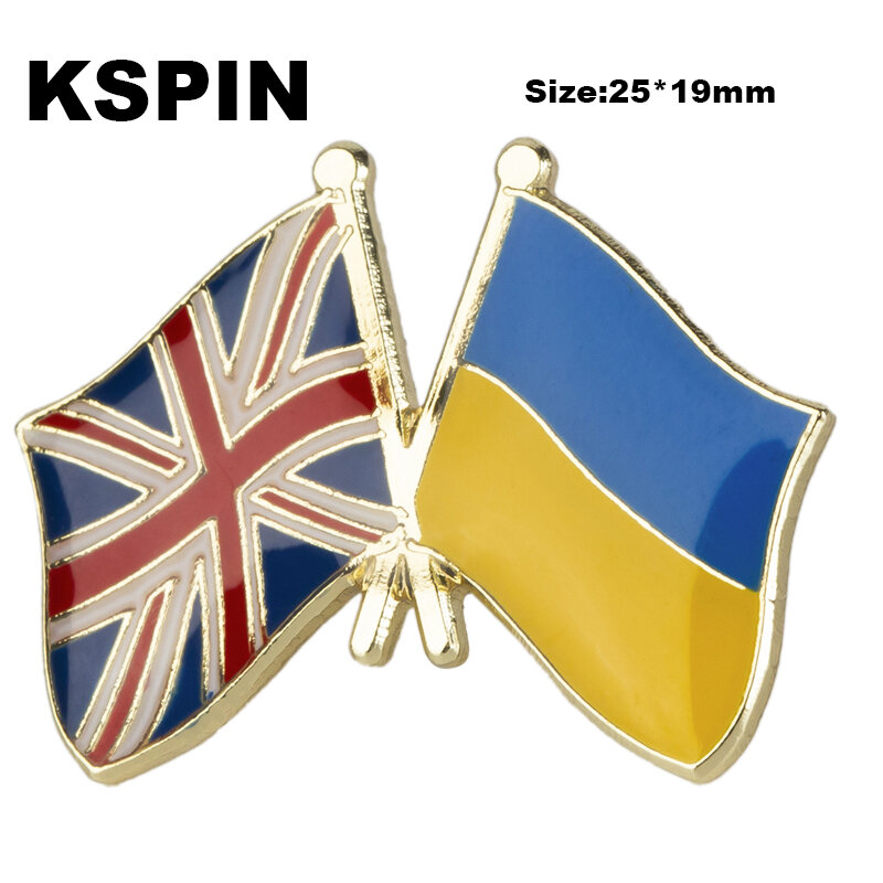 Ukraina Bendera Logam Kerah Pin Lencana untuk Pakaian Di Patch Rozety Papierowe Icon Ransel KS-0186