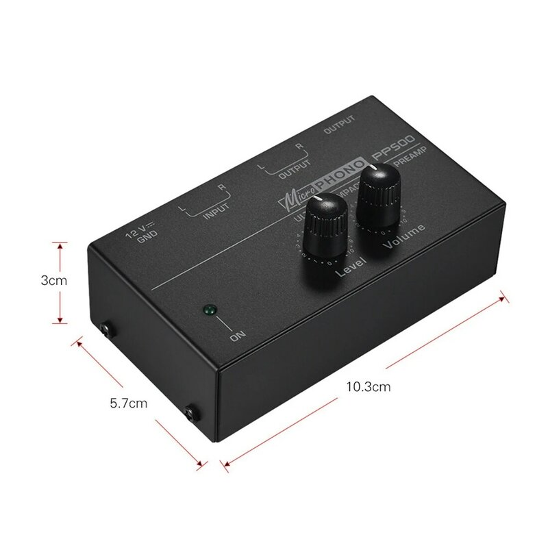 Ультракомпактный предусилитель для фонографа PP500 с басами, регулировкой громкости и тройным балансом, предусилитель для проигрывателя, вилка стандарта США
