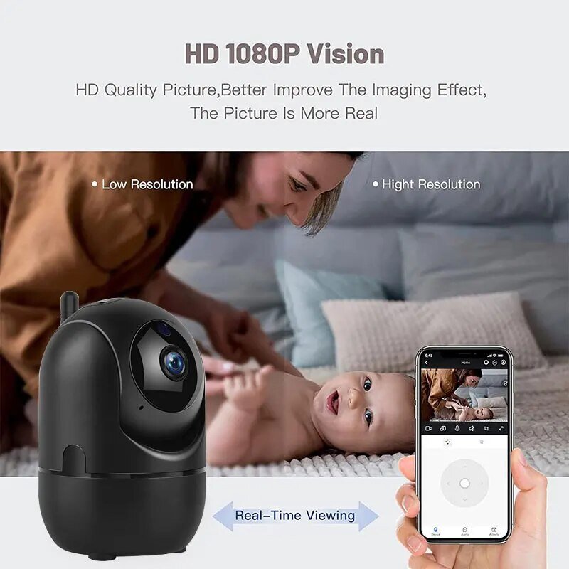 Kamera WIFI IP HD 1080 GHZ, kamera keamanan rumah pintar dengan penglihatan malam otomatis, kamera jaringan pengawasan nirkabel, kamera Monitor bayi