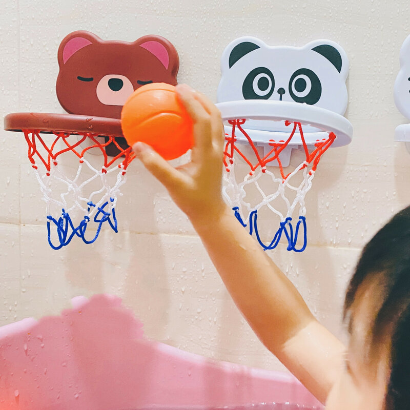 Mini panier de tir pour bébés et enfants, ensemble de jeu dans la baignoire, panneau de basket-ball avec 3 jouets amusants pour le bain de douche IkFunny pour les tout-petits