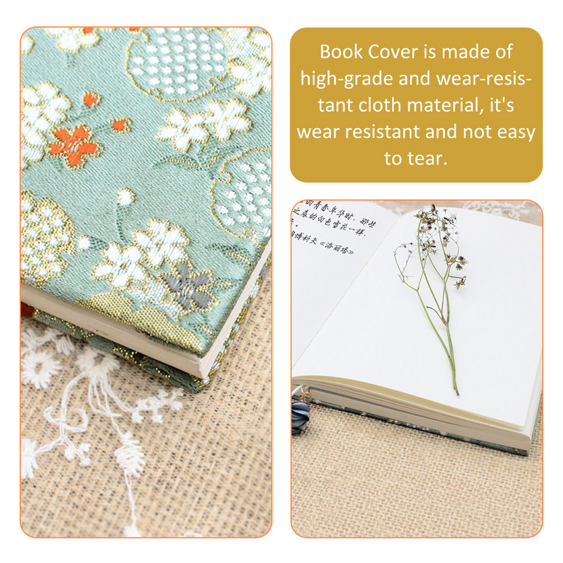 Cubierta de libro ajustable A5, almohadillas para notas, Protector de libro de tela hecha a mano, cubierta de libro de cuenta de mano