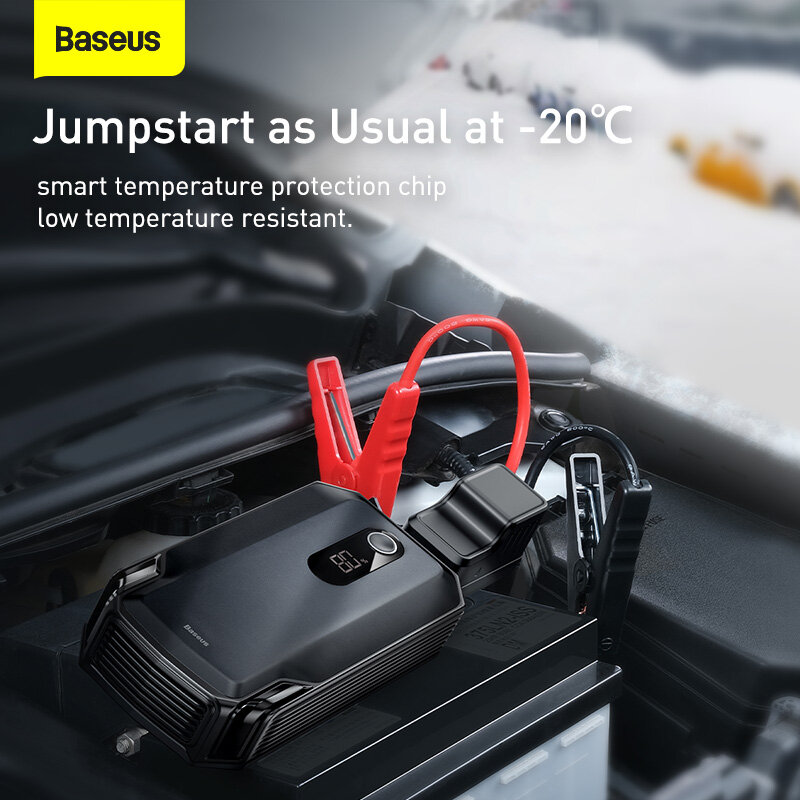 Baseus Bank daya Starter Jump mobil 2000A / 1000A 12V, perangkat pemula penguat darurat otomatis 12V