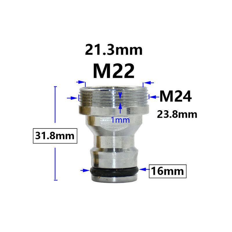 Messing Silber Wasser Wasserhahn Koppler M16 M18 M20 M22 M24 M28 Gewinde Anschluss Armaturen Für Bubbler Küche Und Bad