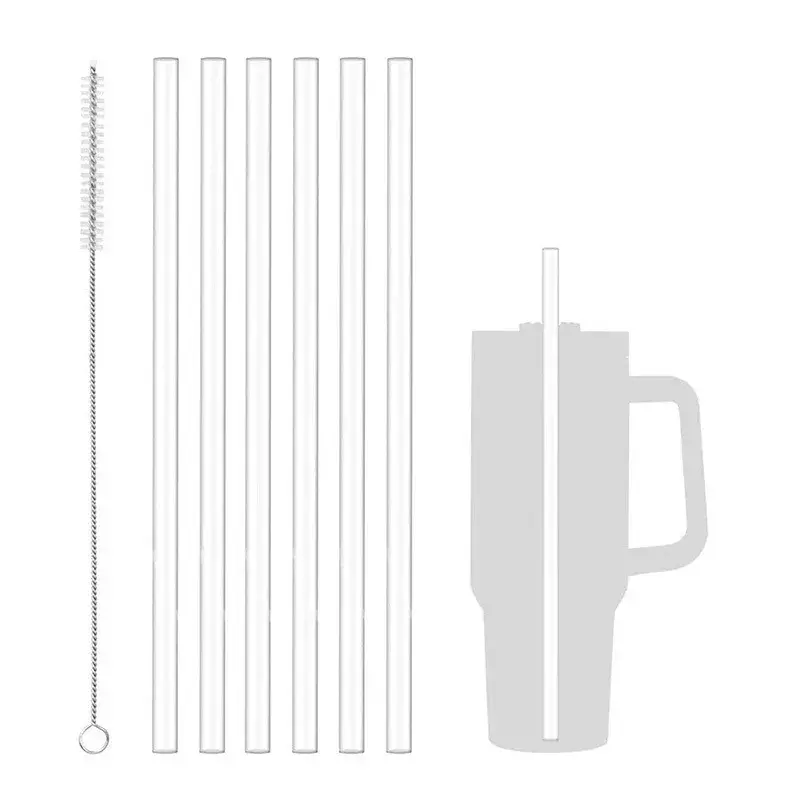 Reusable Straws with Cleaning Brush Set Replacement Compatible with Stanley 20oz 30oz 40oz Water Cup Tumbler Drinking Accessorie