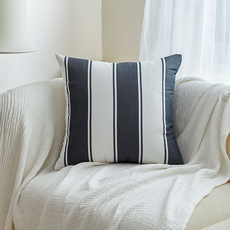 Funda de almohada de algodón de estilo a cuadros, cubierta de almohada cómoda para sofá, cama, coche, sala de estar, 45x45cm, decorativa