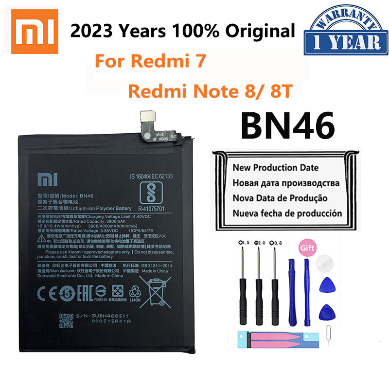 2023 Orginal Phone BN46 4000mAh Battery For Xiaomi Redmi Note 8 8T Note8  Note8T Redmi 7 Redmi7 Replacement Batteries Bateria