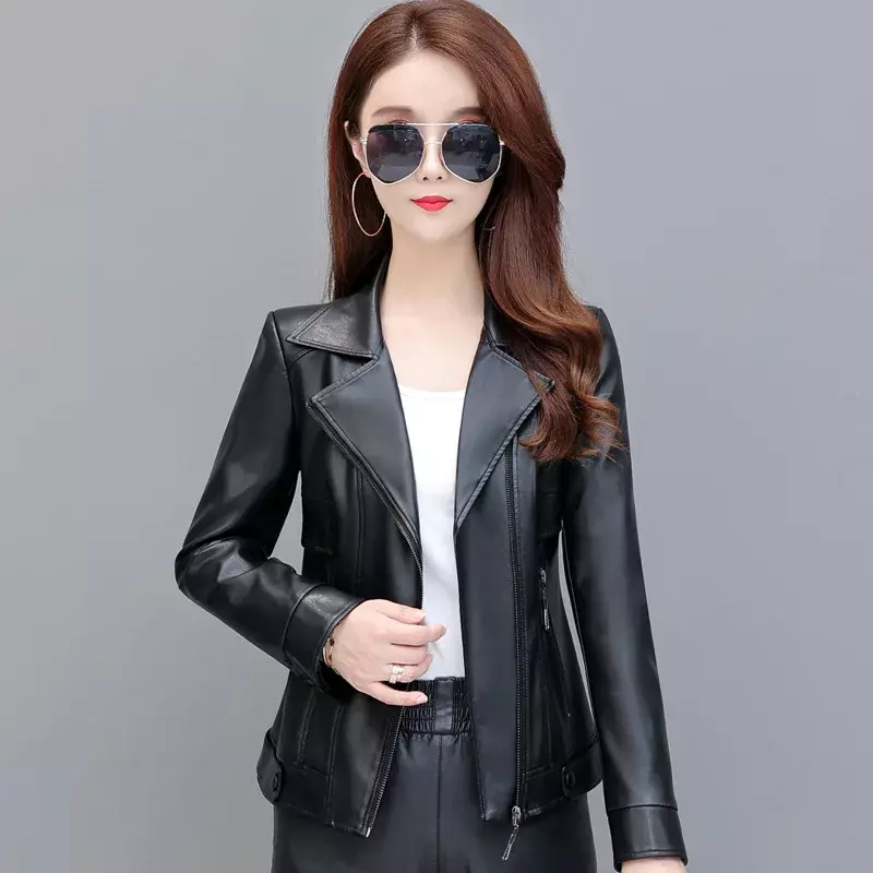 New Autumn Leather Jacket Women 2023 Korean Fashion Short Coat for Women Zipper Elegant Women's Leather Jackets Chaquetas Mujer