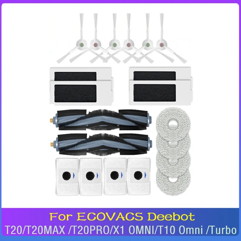 Promotion!20PCS Accessories Kit For Ecovacs Deebot T20 PRO /T20 MAX/ T20 PRO PLUS/ T20 MAX PLUS / X1/ T10 Robot Vacuum Cleaner