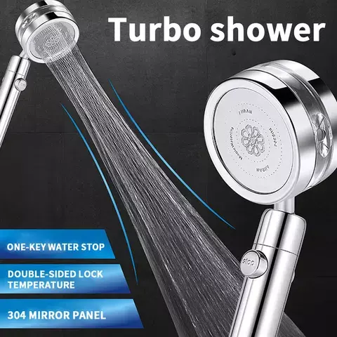 360° Rotating Pressurized Jetting Shower Head High Pressure RecabLeght Bathroom Bath Shower Filter For Water Showerhead Nozzle