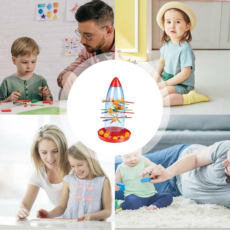 Permainan stik untuk anak-anak, mainan Puzzle rakit stabil stik kayu dengan warna yang cocok, mainan latihan integrasi sensorik