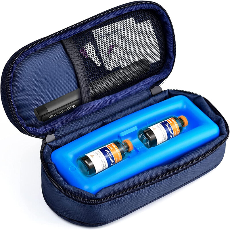 1Pcs Insuline Cooler Case Mini Geneeskunde Geïsoleerde Pack Insuline Flacon Vriezer Tas Met Beschermende Ice Brick Voor Reizen Buiten