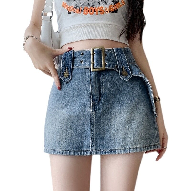 Denim Skirt Women's Spicy Girl Skirt Pants High Waist Slim Wrap Hip Short Skirt Summer 2023 New Style Skirt