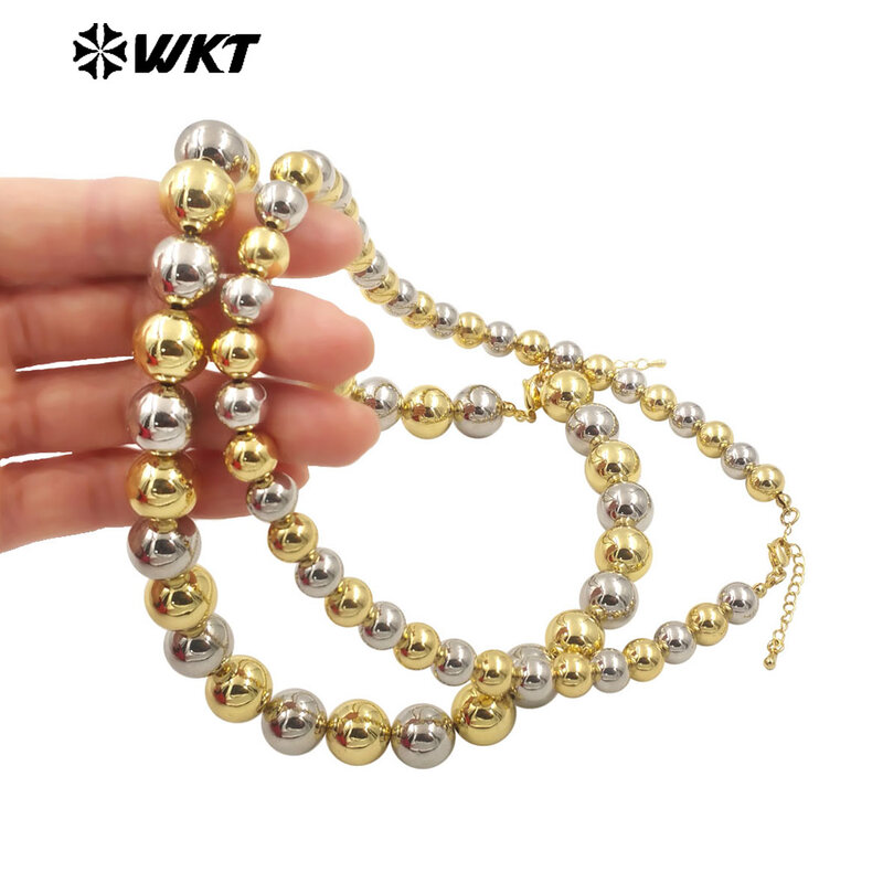 WT-JFN11 à la mode et perles mélangées de deux tons de carillon avec 18k et accessoires courts de collier de perle ronde d'Ailver