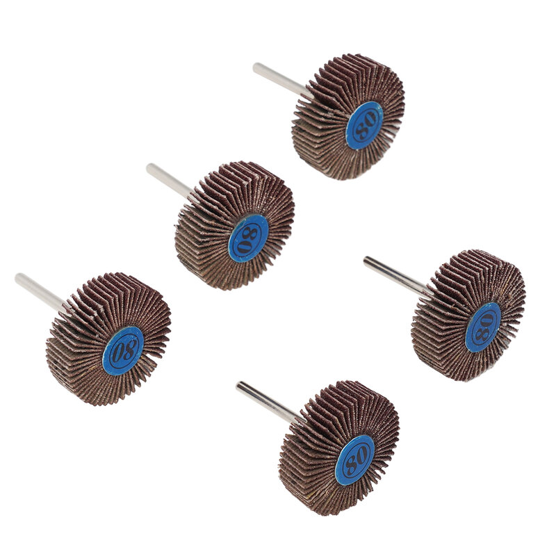 Flap Wheels for Cleaning Polishing, Rotary Tool, Rust and Paint Removal, Deburring, 1/8 Shank, 31mm Shank Length, 5Pcs