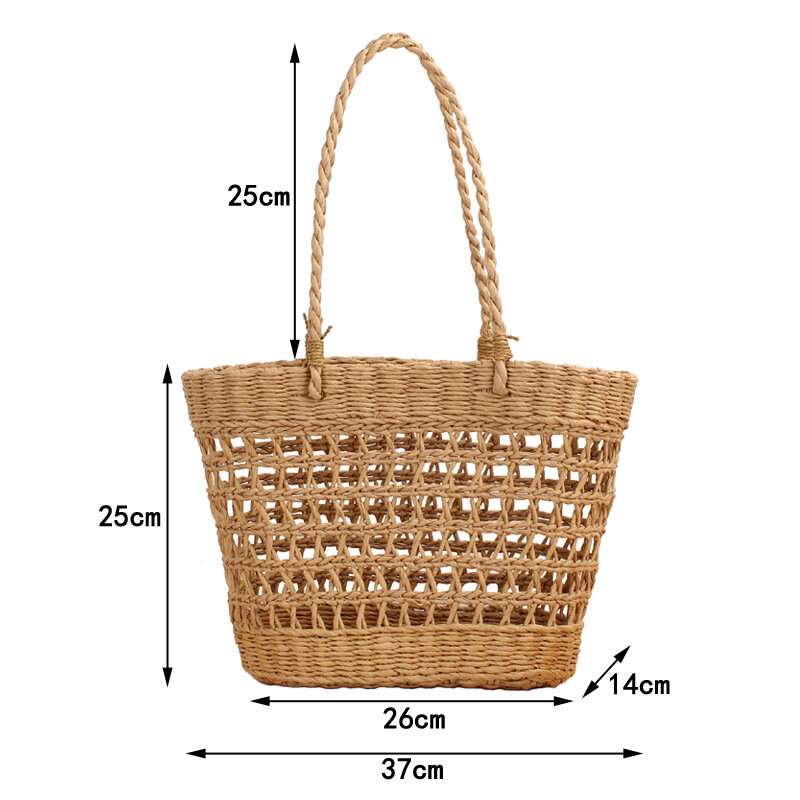 New Hollow Out Hand Woven Bag Holiday One Shoulder Straw Woven Bag Mori Leisure Beach Women's Bag